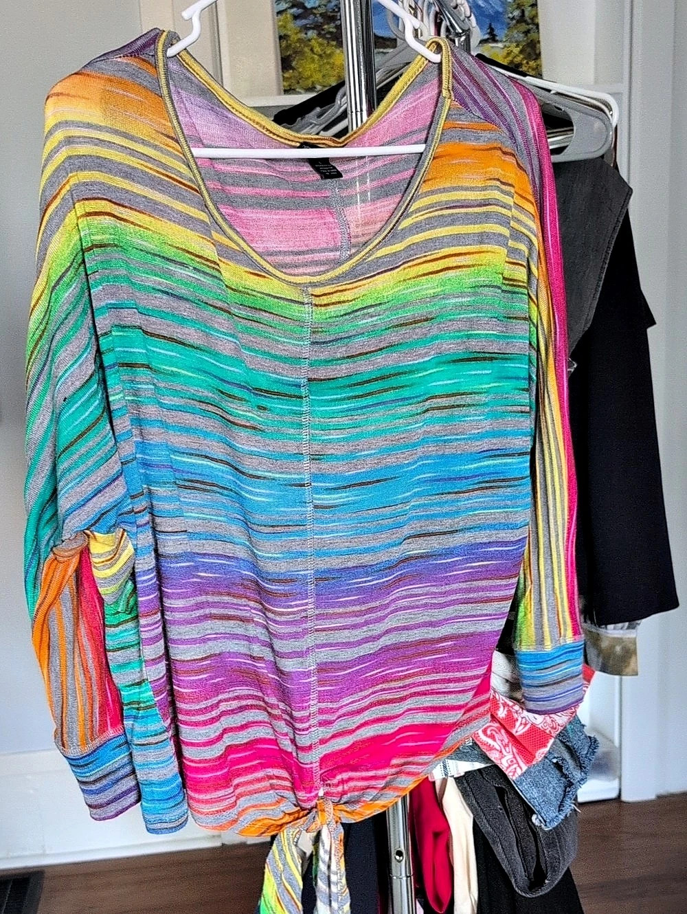 New Directions Multicolor Striped Tunic Size Large